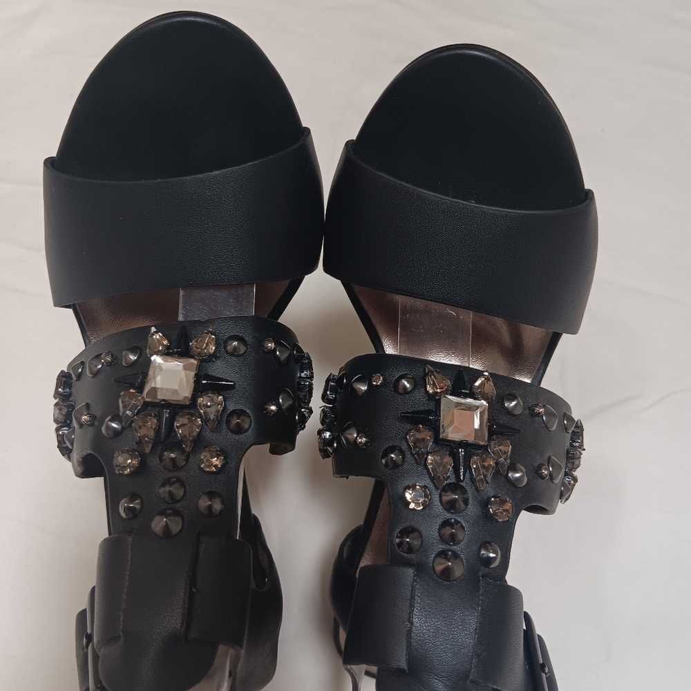 Black embellished heels
